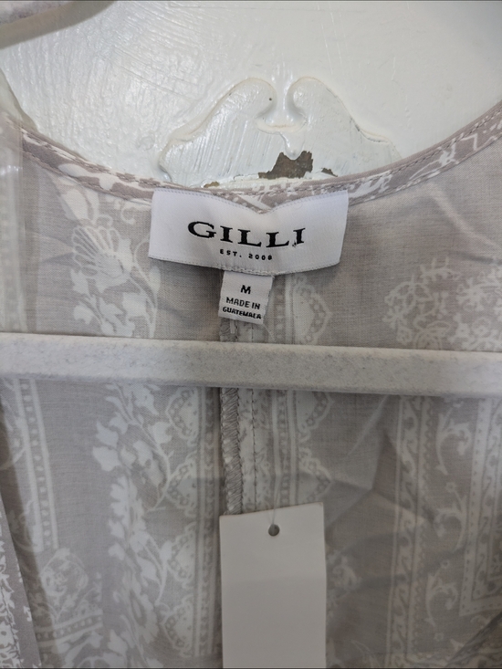Gilli Taupe and White Floral Print Open Kimono Cardigan - Picture 2 of 4